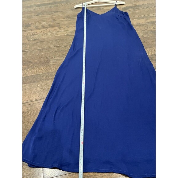 Oysho Blue Slinky Maxi Blue Dress Sz Small Club Going Out Beach *flaw-tiny hole - Picture 7 of 11